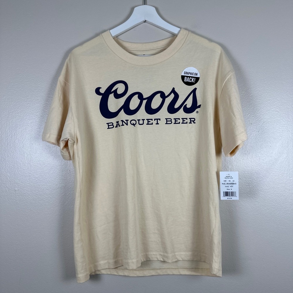 Coors Men's Small‎ Graphic T-Shirt Cream Banquet Beer Vintage Style NeW